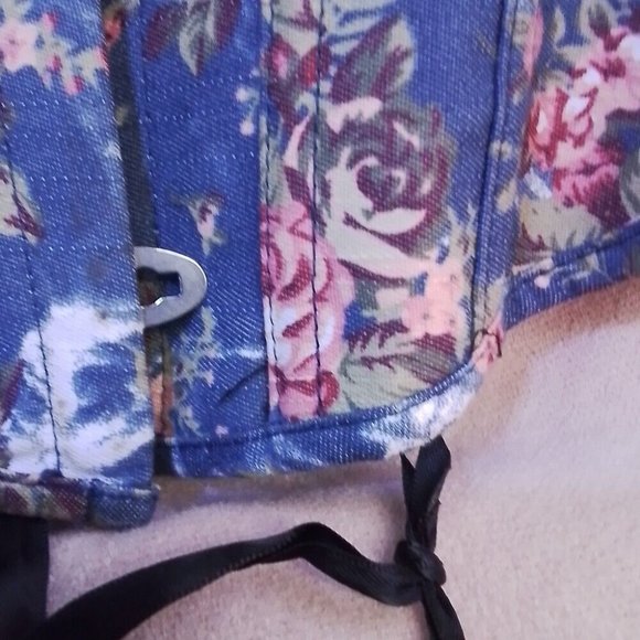 Corset Blue With Pink Flowers Size S K8 - Picture 8 of 10
